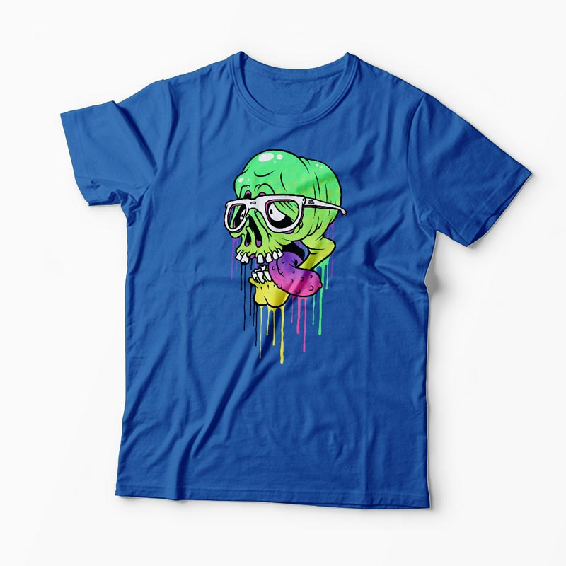 Tricou Personalizat Craniu Colorat  - Bărbați-Albastru Regal